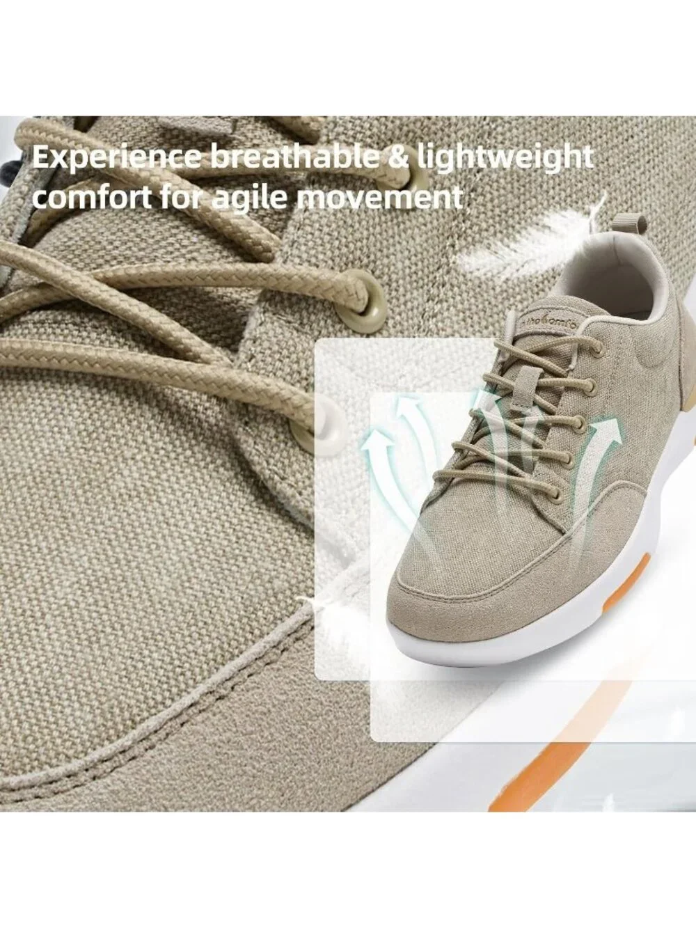 OrthoComfoot Men's Khaki Rubber Comfortable & Breathable Slip On Walking Sneaker
